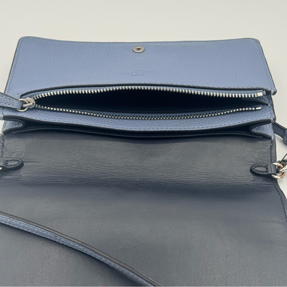 Coach Hayden Foldover Crossbody Clutch Bag Cornflower Blue Pebbled Leather - Picture 9 of 16